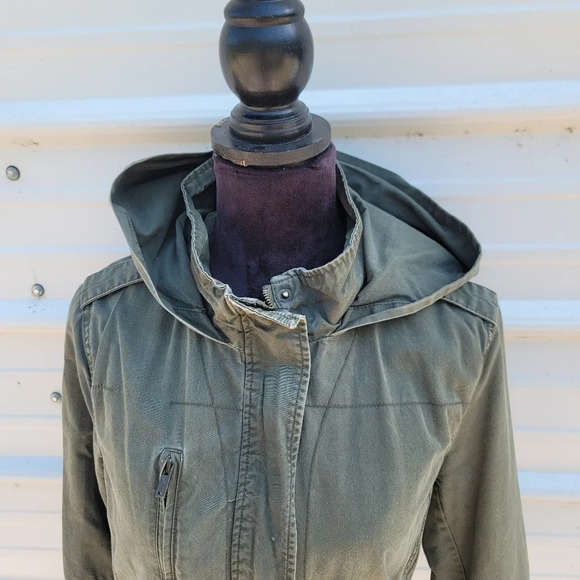 New Look Womens Army Green Anorak Hooded Parka Coat Large - Picture 7 of 12